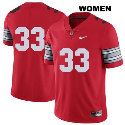 Women's NCAA Ohio State Buckeyes Dante Booker #33 College Stitched 2018 Spring Game No Name Authentic Nike Red Football Jersey TP20P37YR